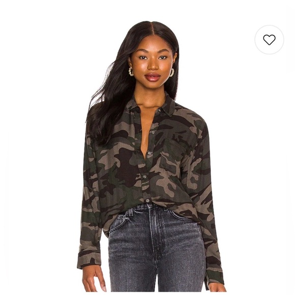 Rails Green and Brown Camouflage Button-Down Shirt